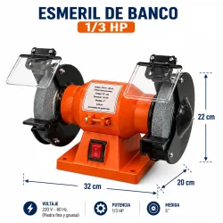 Esmeril de banco 1/3 HP 5" - ZAFIRO Esmeril de banco 1/3 HP 5" - ZAFIRO
